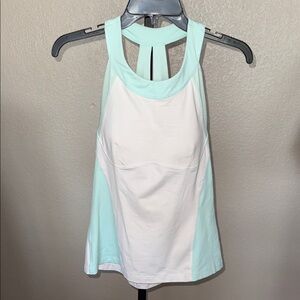 Lululemon White and Mint Green Sleeveless Top